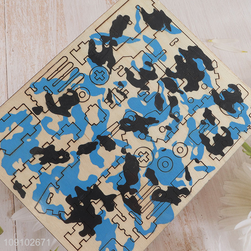 New product children 3d wood simulation model tank puzzle toys