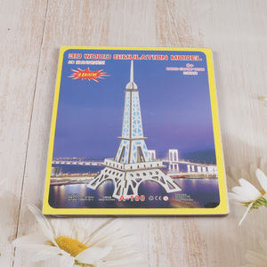 Hot selling 3d wood simulation model Eiffel tower puzzle toys for kids
