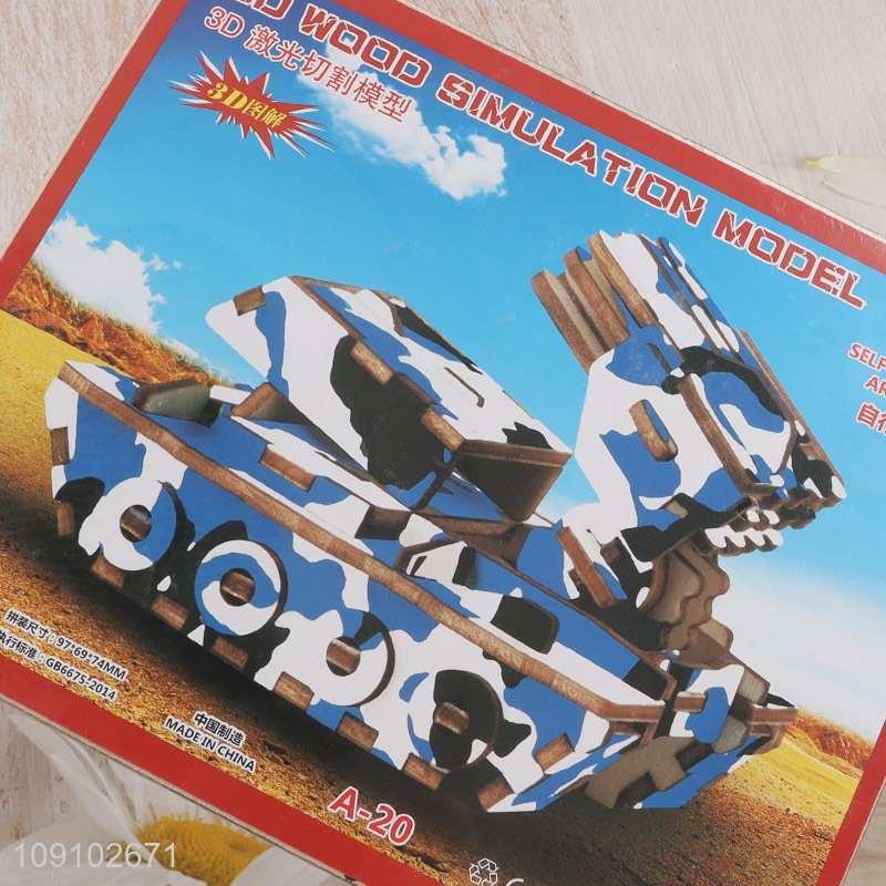 New product children 3d wood simulation model tank puzzle toys
