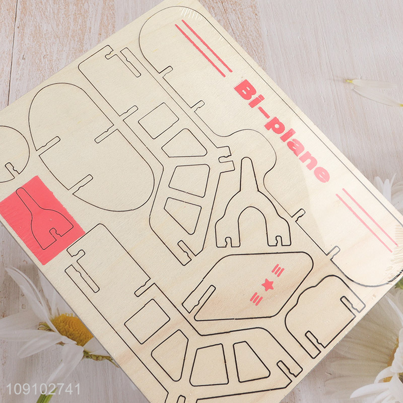 Hot items 3d wood simulation model biplane puzzle toys for children
