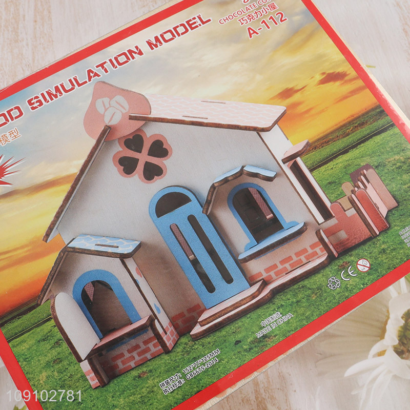 New product 3d wood simulation model house puzzle toys educational toy