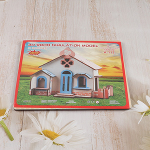 New product 3d wood simulation model house puzzle toys educational toy