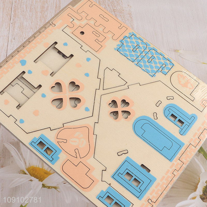 New product 3d wood simulation model house puzzle toys educational toy