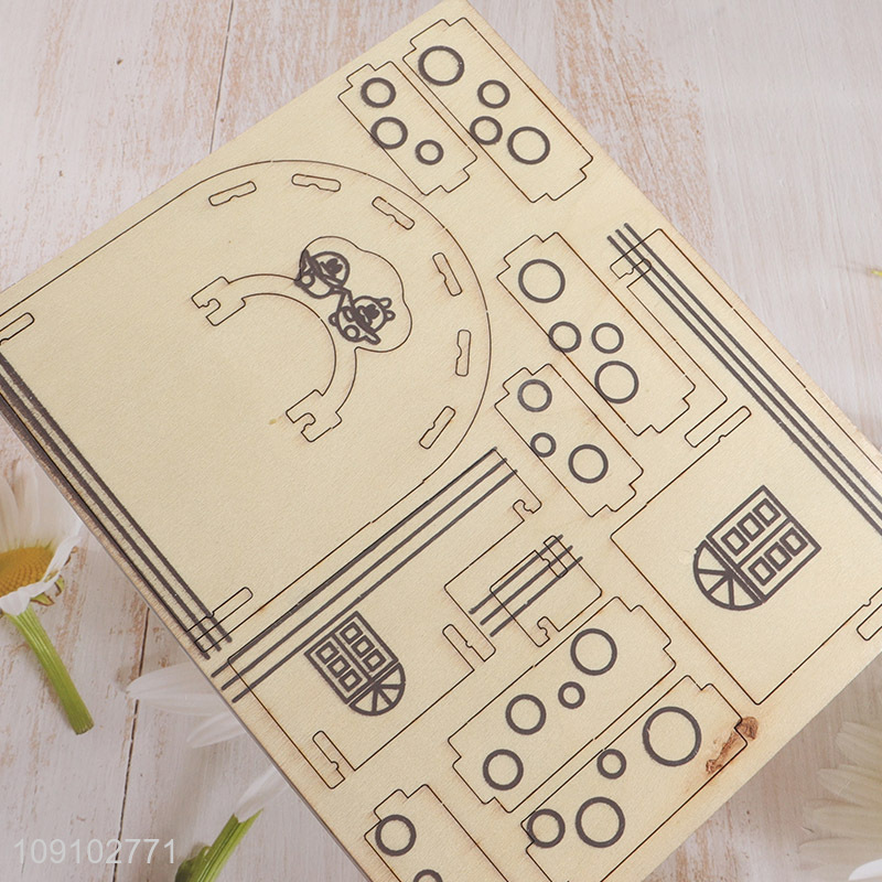 Good selling 3d wood simulation model house puzzle toys for kids