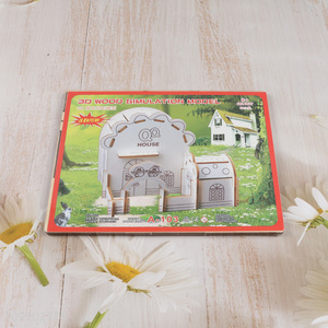 Good selling 3d wood simulation model house puzzle toys for kids