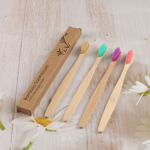 Factory price 4pcs bamboo oral care toothbrush for oral care