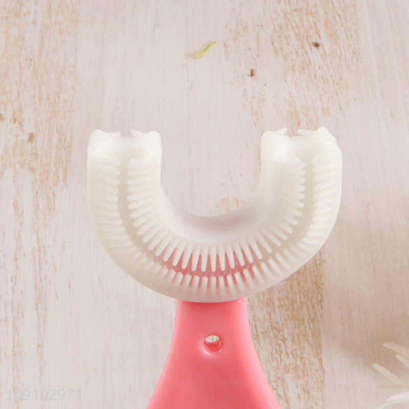 Good selling soft baby teeth cleaning u-shaped baby toothbrush