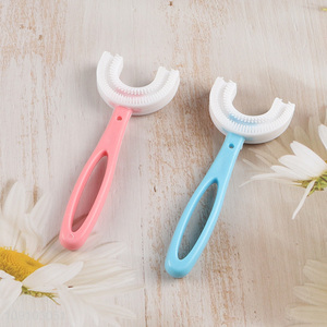 Most popular multicolor u-shaped children toothbrush for teeth cleaning