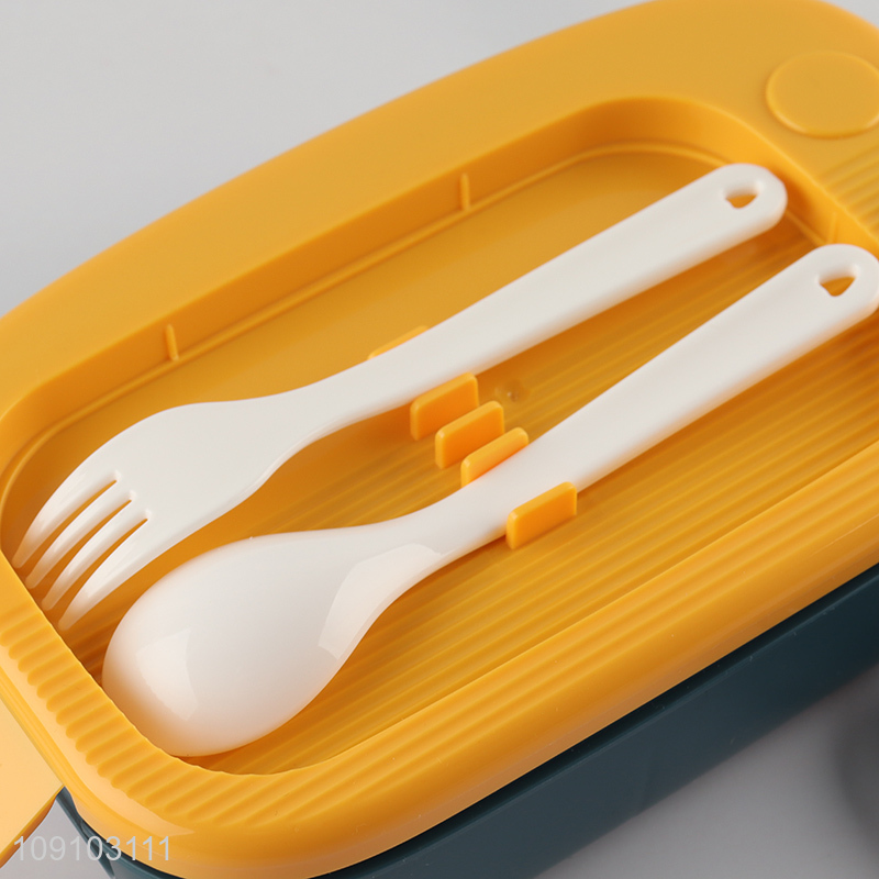 New Arrival 2-Compartment Plastic Bento Lunch Box with Cutlery