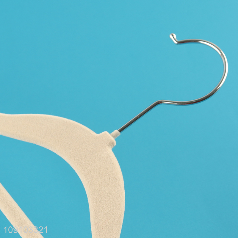 Factory Supply Heavy Duty Non-Slip Flocked Velvet Clothes Hangers