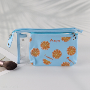 China Imports 2 Pack Portable Waterproof Pu Leather Makeup Bags Set