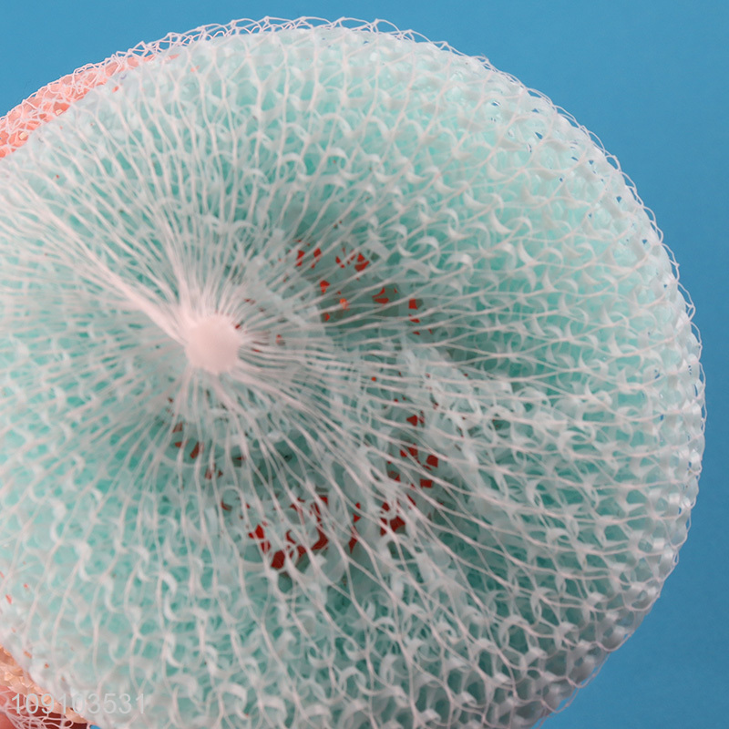 Factory Price 3 Pieces Plastic Mesh Scourers Dish Scrubbers with Handle