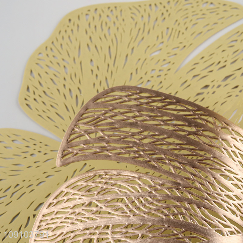 High Quality Leaf Shaped Vinyl Placemats Tropical Palm Leaf Table Mats