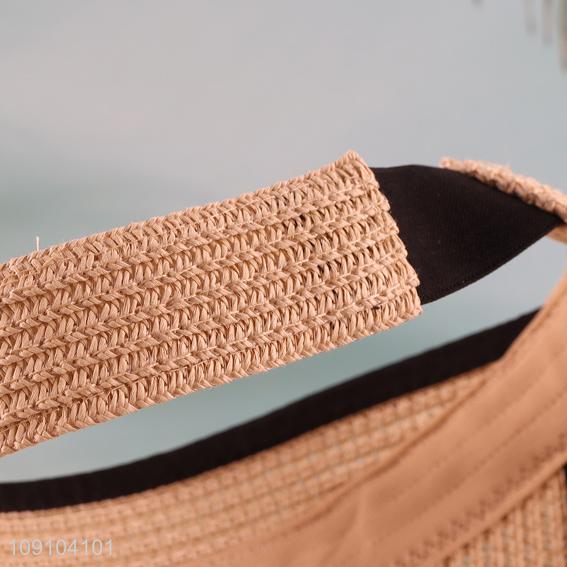 Good Quality Women Sun Visor Hat Wide Brimmed Straw Hat