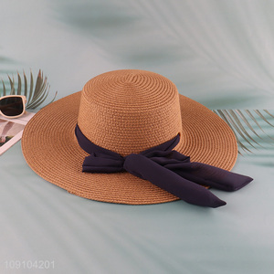 Factory Supply Women's Beach Sunhat Straw Hat With Wide Brim