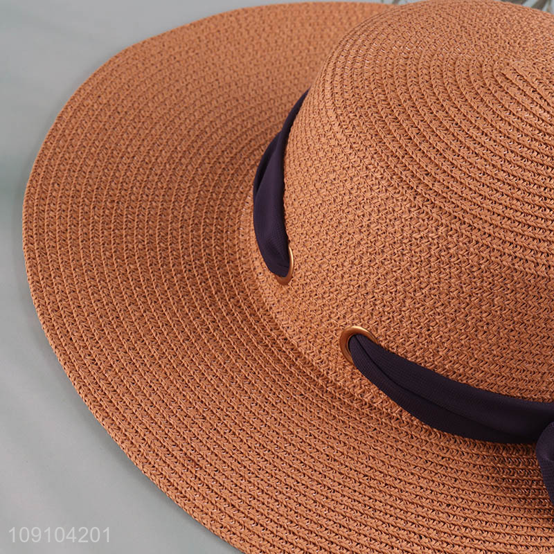 Factory Supply Women's Beach Sunhat Straw Hat With Wide Brim