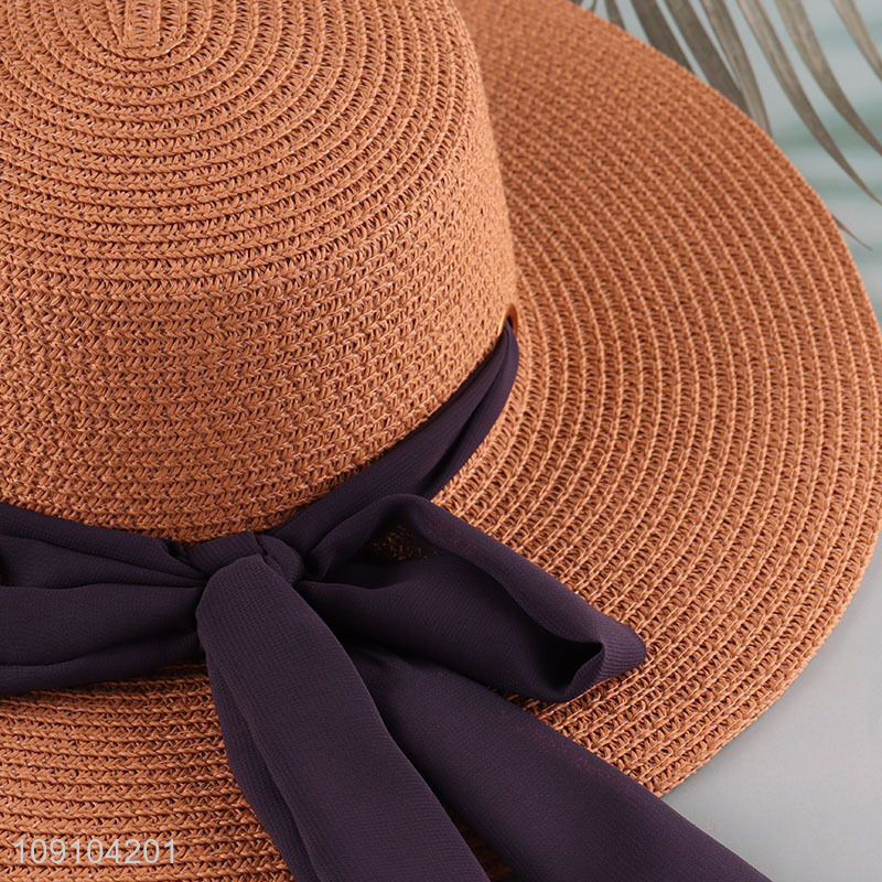 Factory Supply Women's Beach Sunhat Straw Hat With Wide Brim