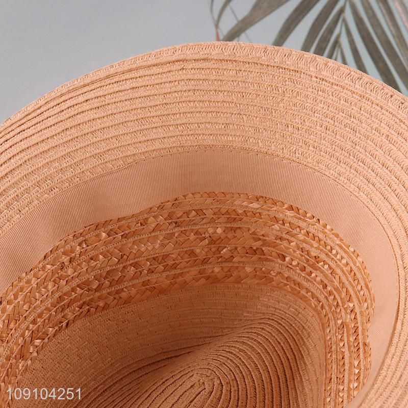 Hot Selling Womens Wide Brim Straw Hats Fedora Sun Hats