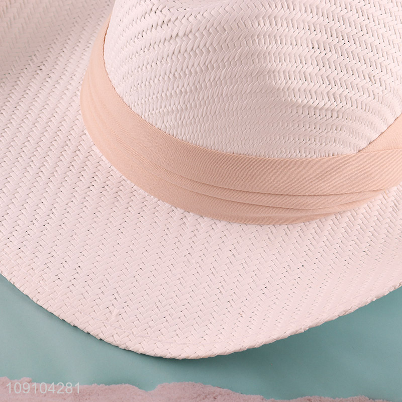 China Imports Womens Beach Straw Hat Wide Brim Fedora Hat