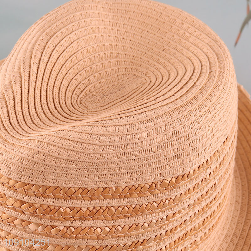 Hot Selling Womens Wide Brim Straw Hats Fedora Sun Hats
