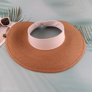 Factory Price Women Sun Visor Hat Foldable Summer Straw Hat