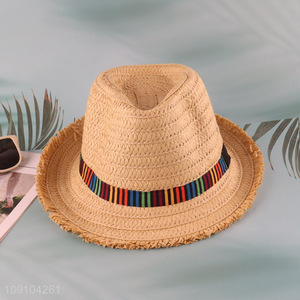 New Arrival Mens Summer Beach Straw Hats Fedora Sun Hats
