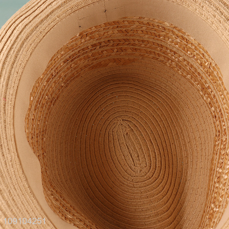 Hot Selling Womens Wide Brim Straw Hats Fedora Sun Hats