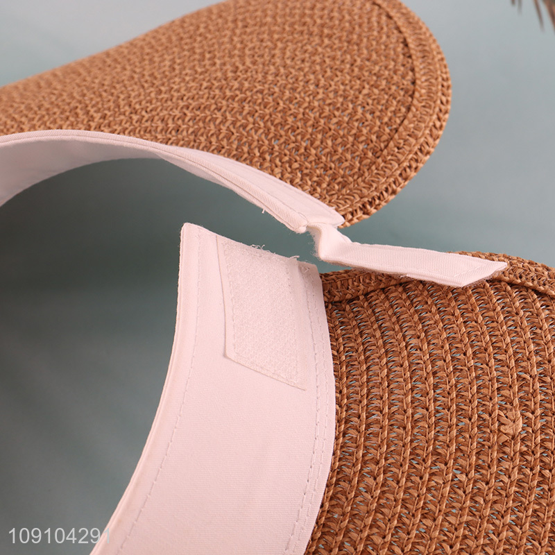 Factory Price Women Sun Visor Hat Foldable Summer Straw Hat