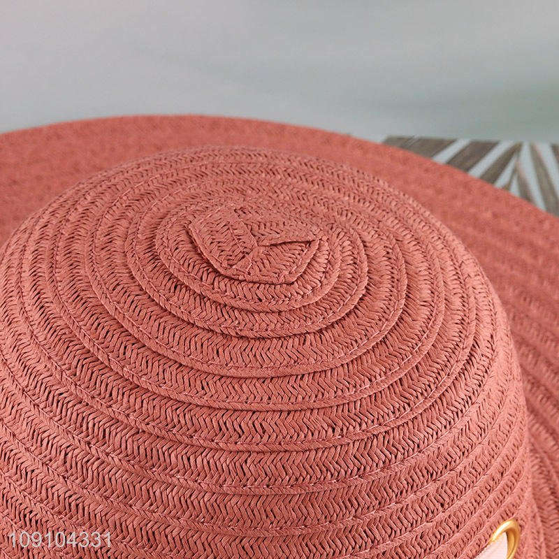 Factory Price Women's Wide Brim Straw Hat Breathable Sunhat