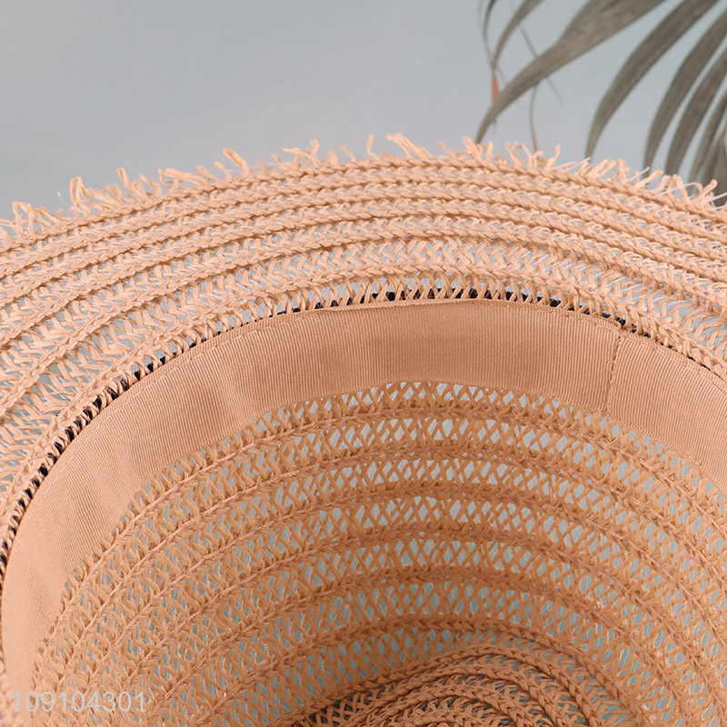 Factory Supply Women's Wide Brim Straw Hat Fedora Sun Hat