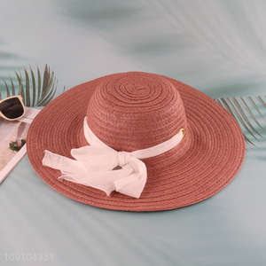 Factory Price Women's Wide Brim Straw Hat Breathable Sunhat