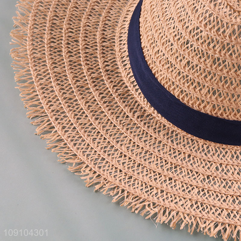 Factory Supply Women's Wide Brim Straw Hat Fedora Sun Hat
