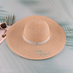 Online Wholesale Women's Straw Hat Wide Brim Sun Hat for Travel