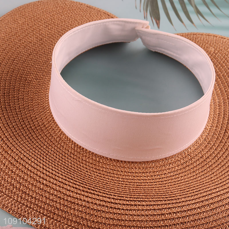 Factory Price Women Sun Visor Hat Foldable Summer Straw Hat