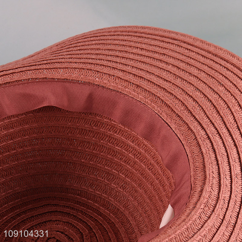 Factory Price Women's Wide Brim Straw Hat Breathable Sunhat