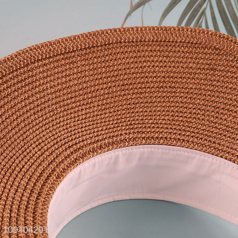 Factory Price Women Sun Visor Hat Foldable Summer Straw Hat