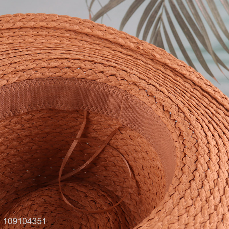 Hot Selling Men's Beach Straw Hat Summer Fedora Sun Hat