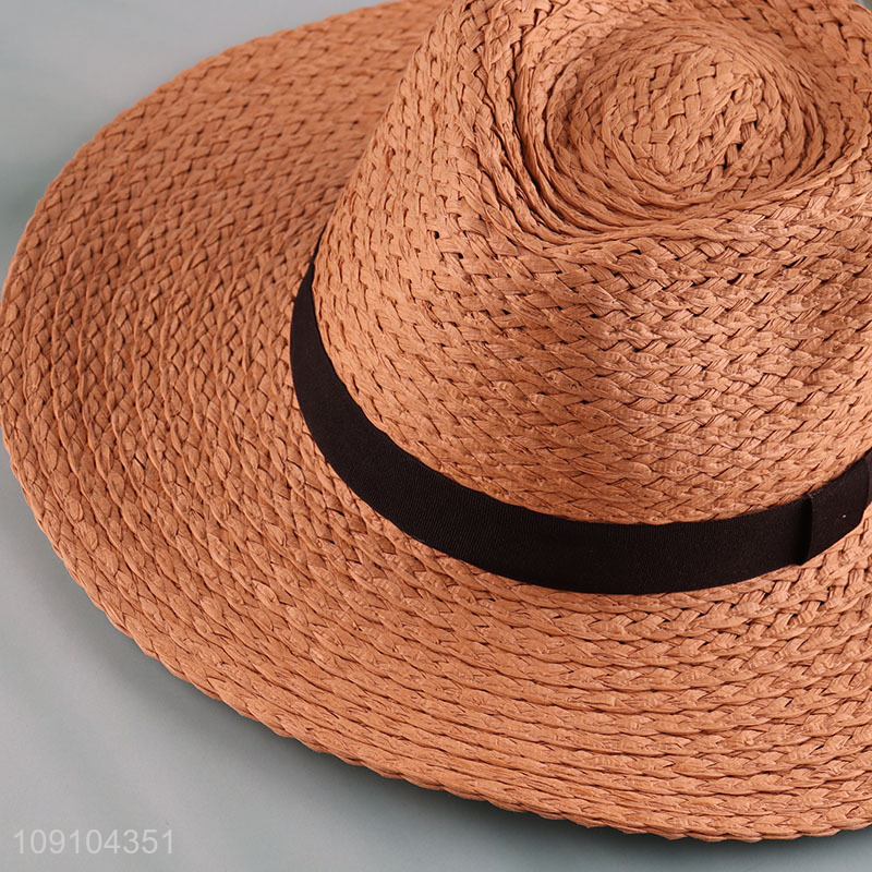 Hot Selling Men's Beach Straw Hat Summer Fedora Sun Hat