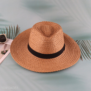 Hot Selling Men's Beach Straw Hat Summer Fedora Sun Hat