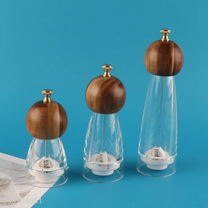 Wholesale Wood Salt and Pepper Grinder Refillable Glass Salt Shaker Pepper Mill
