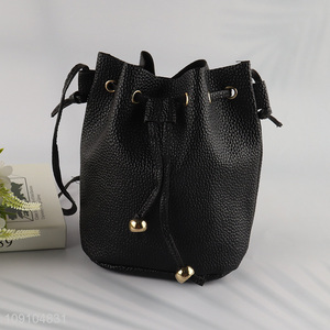 Wholesale PU Leather Bucket Bag Drawstring Crossbody Bag for Women