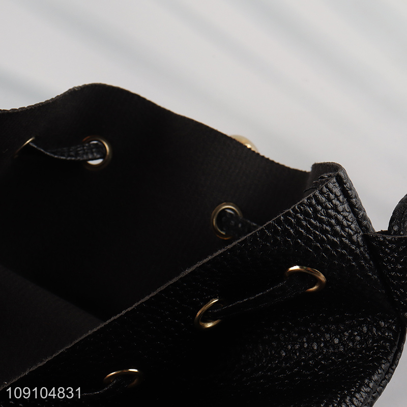 Wholesale PU Leather Bucket Bag Drawstring Crossbody Bag for Women