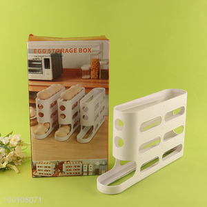 Hot Sale 4-Tier Plastic Egg Holder Auto Rolling Egg Organizer for Fridge