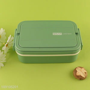 New Arrival Lunch Box 900ML 2-Compartment Plastic Bento Box with Spoon & Fork