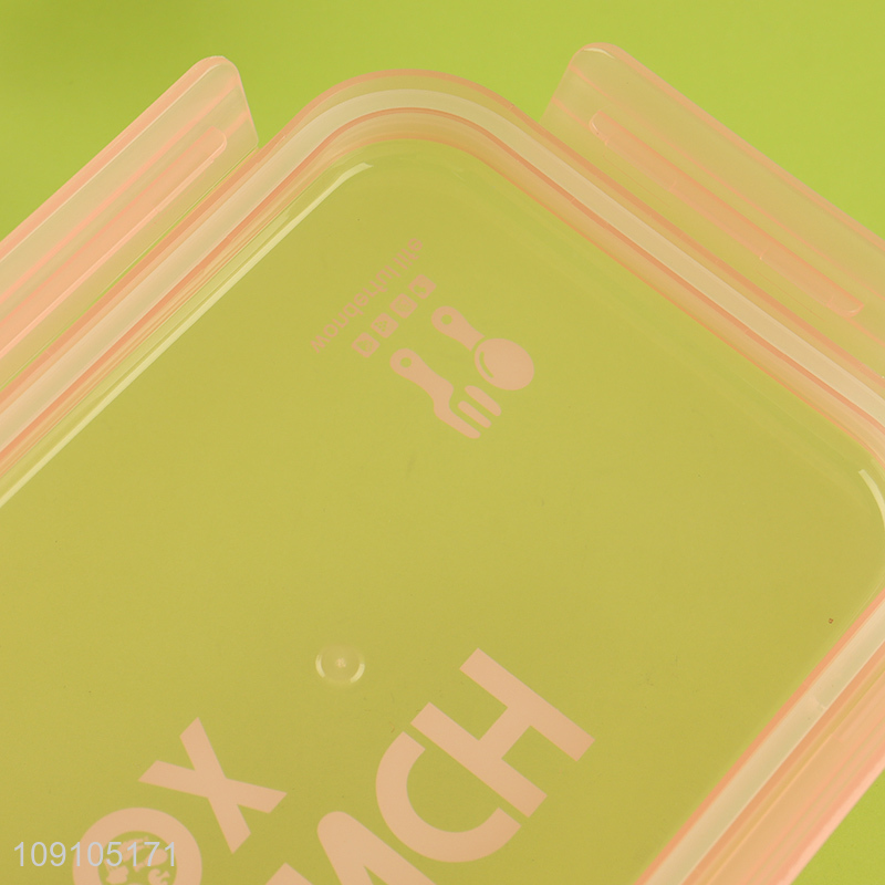 Factory Price 4-Compartment Plastic Bento Box Lunch Container with Spoon & Fork