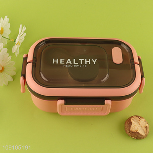 Hot Selling 3-Compartment Plastic Bento Lunch Box with Spoon, Fork & Sauce Box