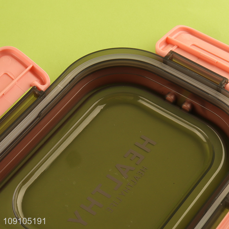 Hot Selling 3-Compartment Plastic Bento Lunch Box with Spoon, Fork & Sauce Box