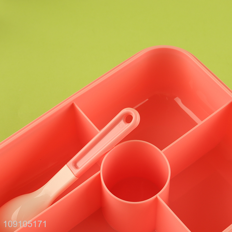 Factory Price 4-Compartment Plastic Bento Box Lunch Container with Spoon & Fork