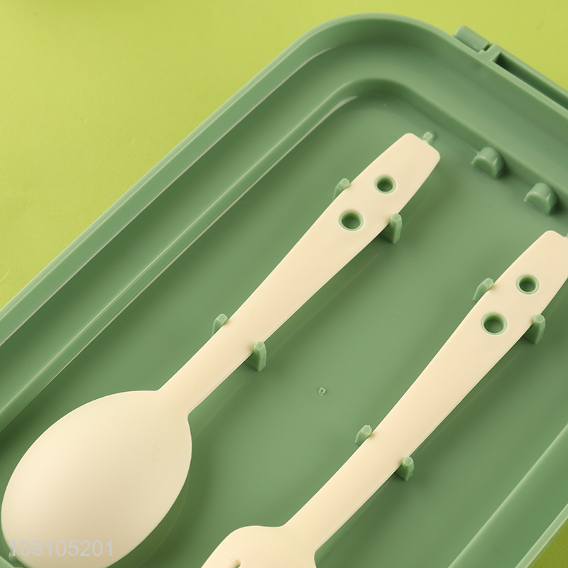 New Arrival Lunch Box 900ML 2-Compartment Plastic Bento Box with Spoon & Fork