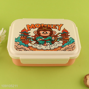 Good Quality Kids Bento Lunch Box Divided Lunch Container with Spork & Sauce Box
